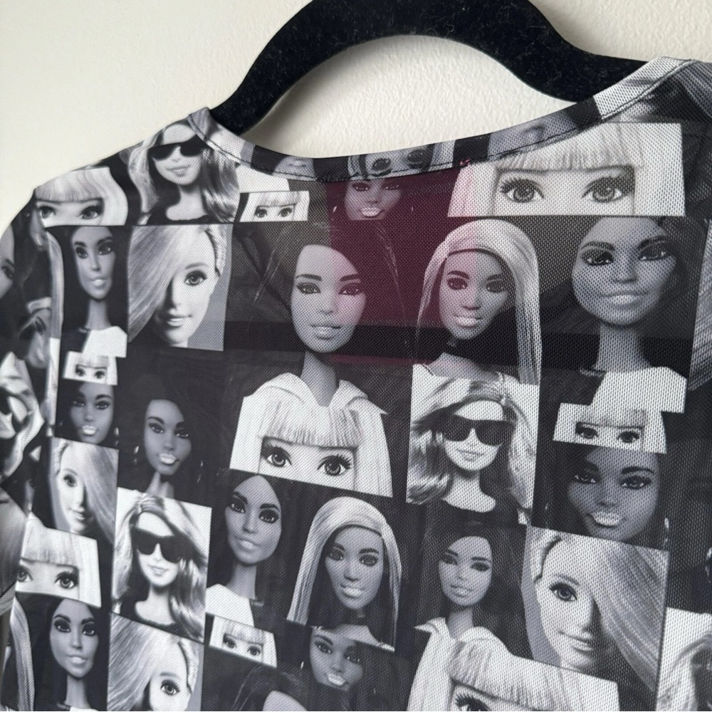 Vintage Barbie Collage Mesh Long Sleeve